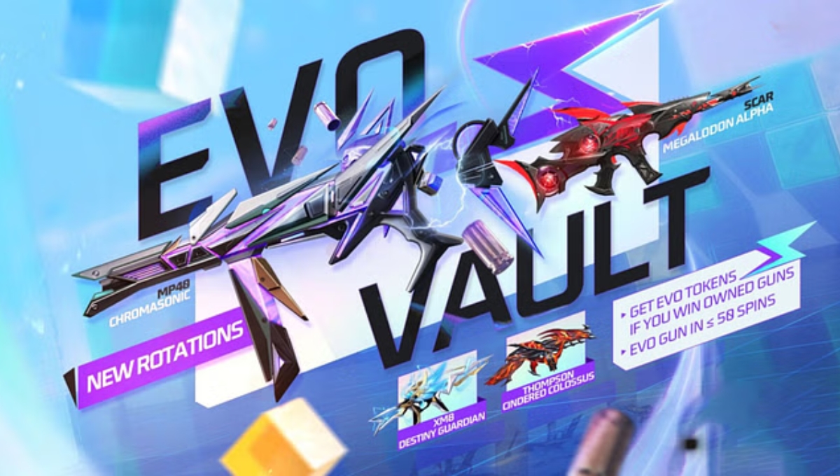 Evo Vault Event July 2025: फ्री फायर में लौट रहा है जबरदस्त धमाका और EVO गन स्किन्स का ख़ज़ाना